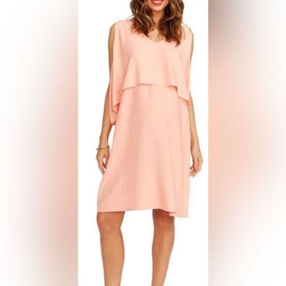 Rosie Pope Women's Size XS Janie Peachy‎ Pink Popover Cape Style Maternity Dress - Picture 1 of 10